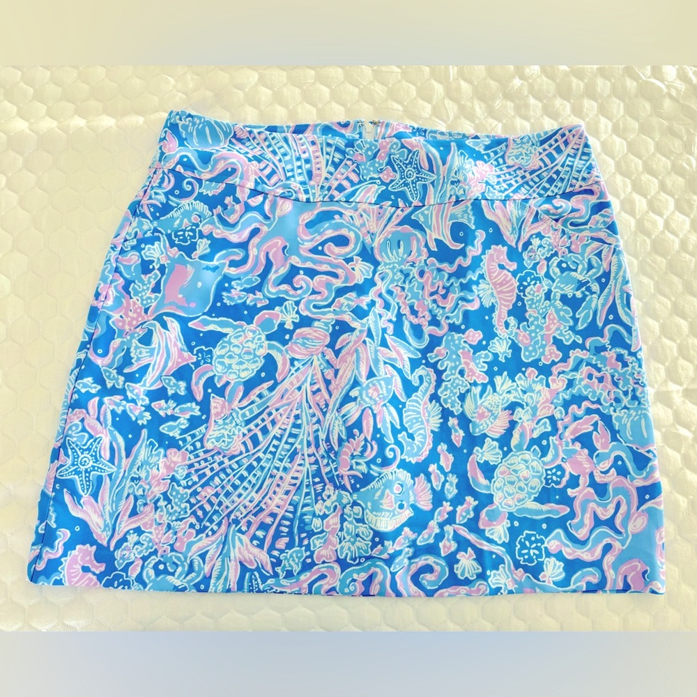 NWOT Lilly Pulitzer Blue + Pink Skirt Skort pockets size 14